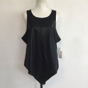 NWT- Good American Women Scuba Modern Tank Top Sleek Black Bodysuit SZ 7/US 4XL